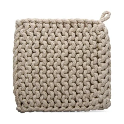Tag Crocheted Cotton Trivet Potholder In Beige