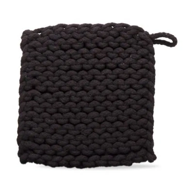 Tag Crocheted Cotton Trivet Potholder In Black