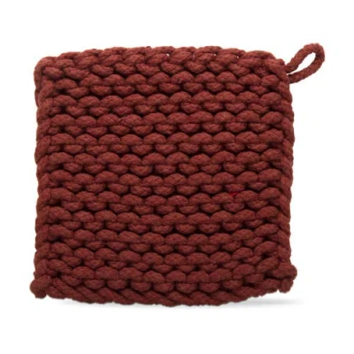 Tag Crocheted Cotton Trivet Potholder In Brown