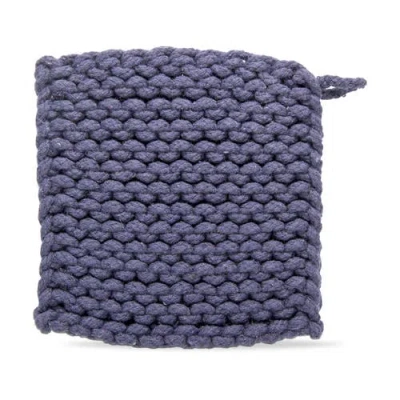 Tag Crocheted Cotton Trivet Potholder In Dark Blue