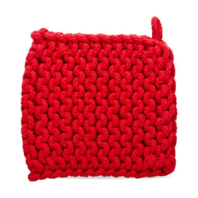 Tag Crocheted Cotton Trivet Potholder In Red