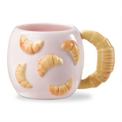 Tag Croissant Mug Earthenware 17 oz Multi 4.11 X 4.11 X 3.8 In Pink