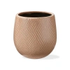 Tag Cross Hatch Medium Blush Glazed Stoneware Planter In Brown