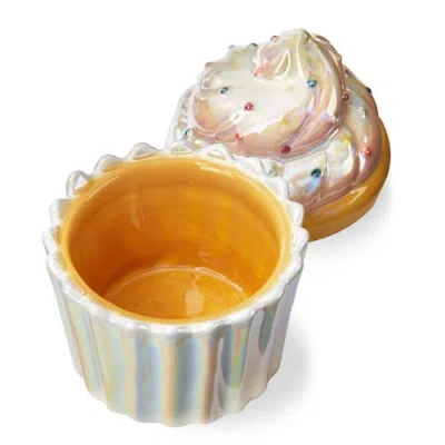 Tag Cupcake Trinket Dish Multi Earthenware Everyday,christmas In White
