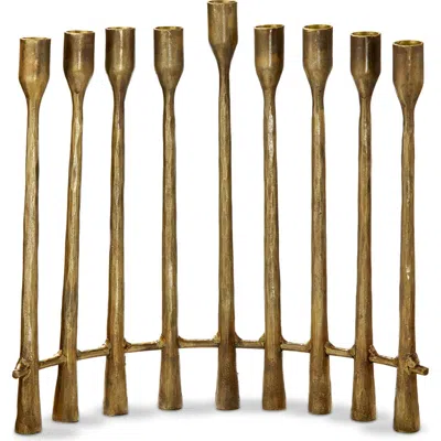 Tag Curved Antique Brass Gold Menorah Candle Holder For Tapers