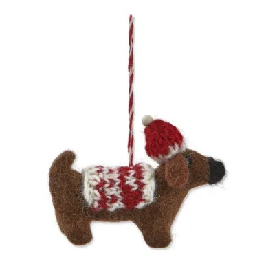 Tag Dachshund Dog Christmas Ornament Multicolor Wool Decoration In Brown