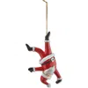 Tag Dancing Santa Handstand Ornament Red Ceramic Christmas Decor In Multi