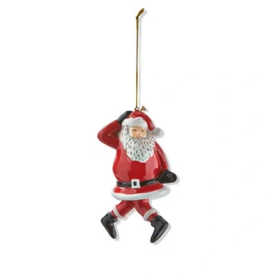 Tag Dancing Santa Knees In Red Ceramic Christmas Ornament