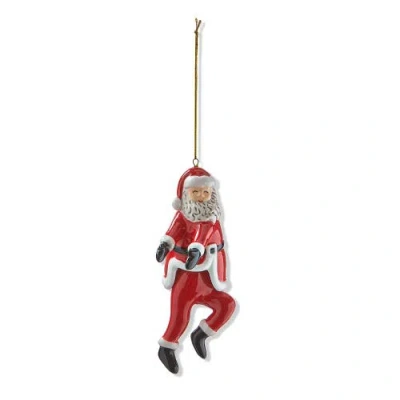 Tag Dancing Santa Run Man Ceramic Christmas Tree Ornament Red