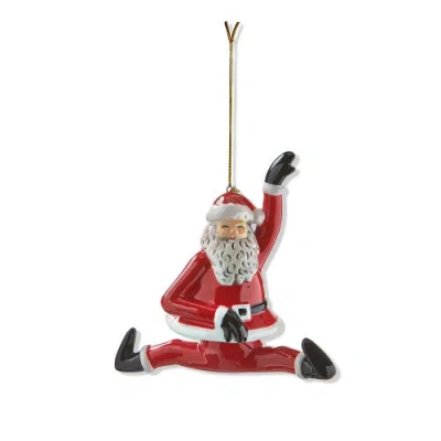 Tag Dancing Santa Splits Ornament Ceramic Christmas Decoration In Red
