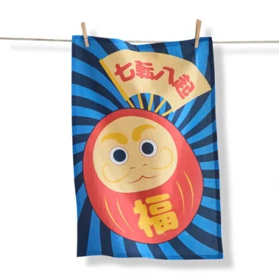Tag Daruma Doll Multi Cotton Dishtowel 26 X 18 In Blue