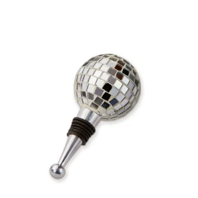 Tag Disco Ball Bottle Stopper Silver Glass Everyday