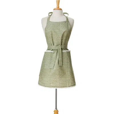 Tag Distressed Geometric Print Apron Olive Cotton Everyday In Green