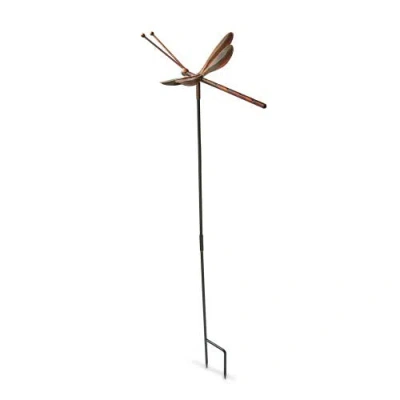 Tag Dragonfly Garden Stake Antique Bronze Iron Spring In Gold