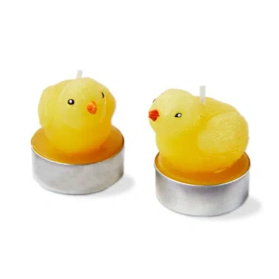 Tag Easter Bright Yellow Baby Chicken Tealight Candle Set Of 2