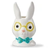 Tag Eclectic Fun Rabbit Earthenware Vase White Multi 4.1 X 3.64 X 7.7 In White