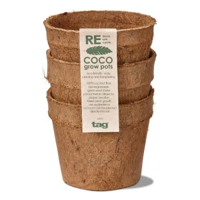 Tag Eco Coco Seed Start Pots Set Of 3 Natural Garden Planters In Brown