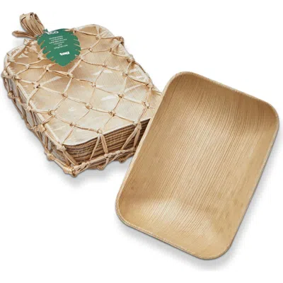 Tag Eco Palm Leaf Rectangular Bowl Set Of 12 Natural Dining In Gold
