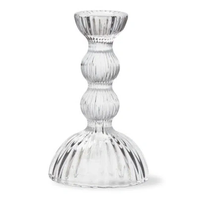 Tag Ella Clear Soda Lime Glass Taper Candle Holder 3.62x3.62x5.91 In Transparent