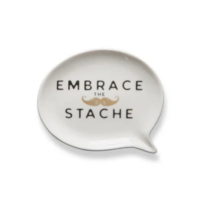 Tag Embrace The Stache Decorative Dish Tray Black Multi Use In White