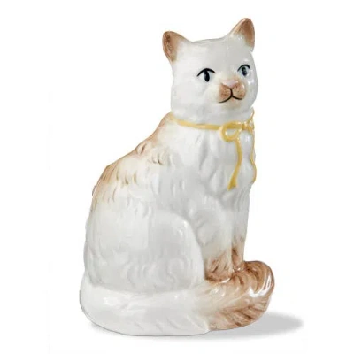 Tag Emmy Cat Earthenware Vase White Multi 5.7 X 5.6 X 9
