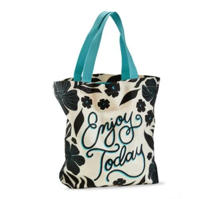 Tag Enjoy Today Tote Aqua Cotton Everyday In Pink