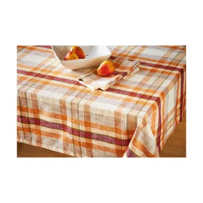 Tag Eva Slub Weave Plaid Tablecloth For Fall Harvest Multicolor In Orange