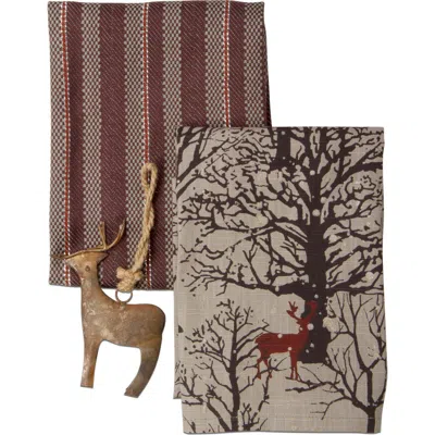 Tag Evergreen Deer Dish Towel And Ornament Set For Christmas In Multi