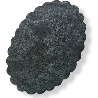 Tag Everyday Black Marble Scalloped Oval Serving Board In Blue