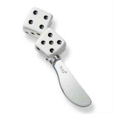 Tag Everyday Dice Spreader Serving Utensil White Multi Dolomite Stainless Steel 1.53x1.53x5.25 In Gray