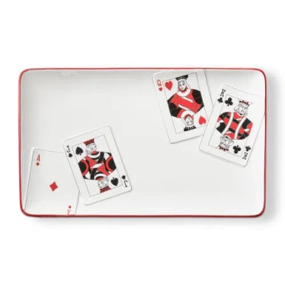 Tag Everyday Playing Cards Earthenware Platter Multi 15 X 9 X 0.78 In White