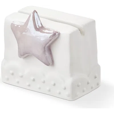 Tag Everyday Purple Earthenware Star Mini Photo Holder Frame 2.5x1.25x2.5 In White