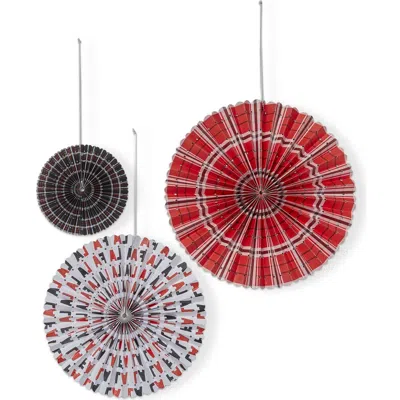 Tag Falala Plaid Paper Fan Decor Set Of Three Multicolor Art