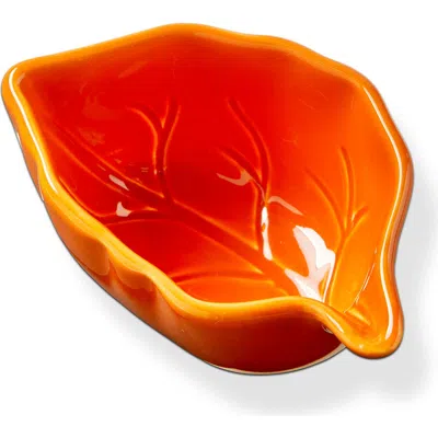 Tag Fall Orange Earthenware Leaf Bowl 7 oz 5 X 3.29 X 2.54