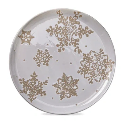 Tag Falling Snow Multicolor Ceramic Serving Platter Winter Decor In Neutral