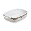 Tag Farmhouse Christmas White Stoneware Baking Dish With Holly Trim In White