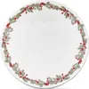 Tag Farmhouse Christmas White With Red Holly Stoneware Pedestal Cake Plate 14.0" In White