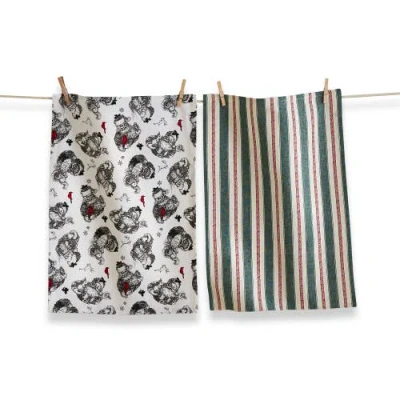 Tag Farmhouse Santa Dishtowel Set Of 2 In Multi