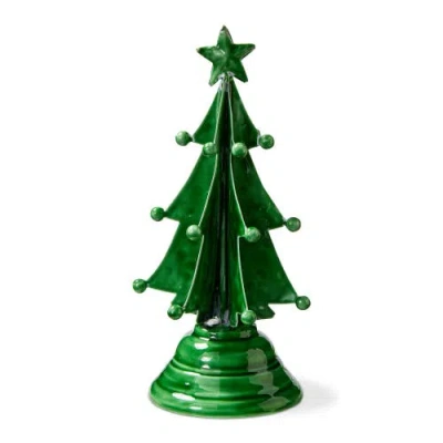 Tag Festive Green Enamel Tree Sculpture Holiday Decor For Christmas