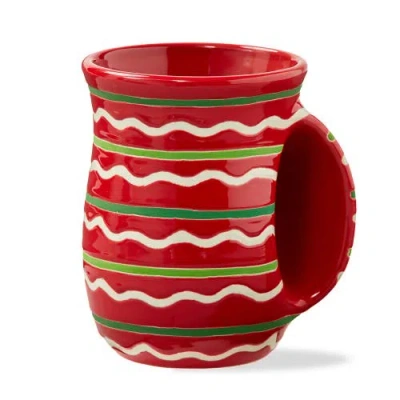 Tag Festive Stripe Handwarmer Mug Red Multi Ceramic Dishwasher Safe