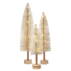 Tag First Snow Lightup Christmas Bottle Brush Tree Set Of 3 In Gold