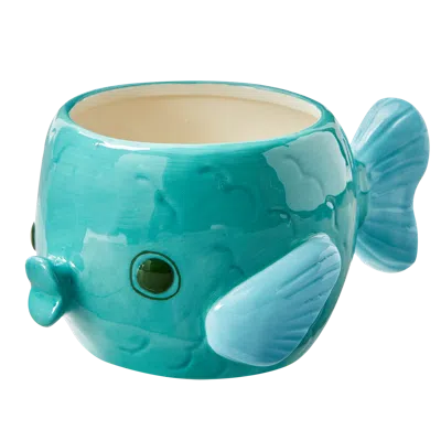 Tag Fish 4" Planter Teal Earthenware Summer In Blue