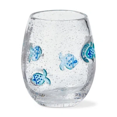 Tag Fish Bubble Glass Stemless Wine Glass In Blue