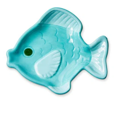 Tag Fish Trinket Dish Teal Earthenware Summer In Animal Print
