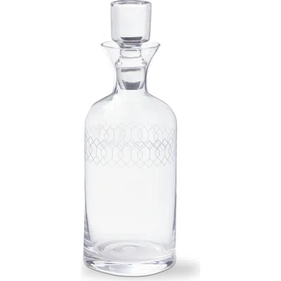 Tag Fitz Etched Clear Glass Decanter Bar Pitcher 40 oz 4x4x11.5 In Transparent