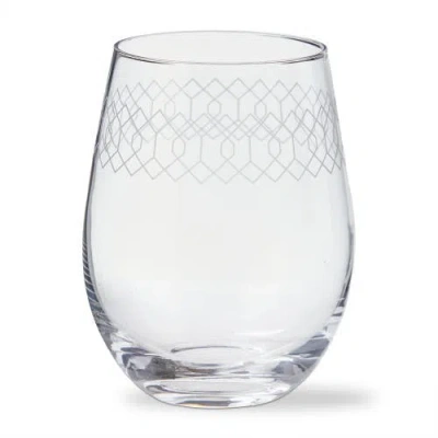 Tag Fitz Etched Stemless Wine Glass Clear Glass 18 oz 3.5x3.5x5 In Transparent