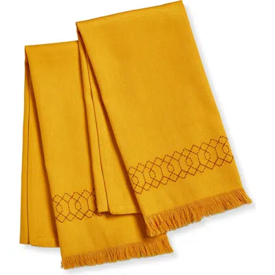 Tag Fitz Ochre Guest Towels 100% Cotton Set Of 2 22x16 In Yellow