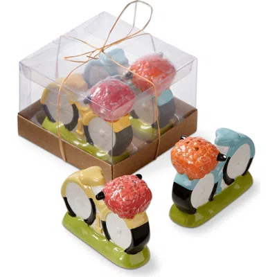 Tag Flower Basket Ceramic Salt And Pepper Shakers Set Of Two In Multi