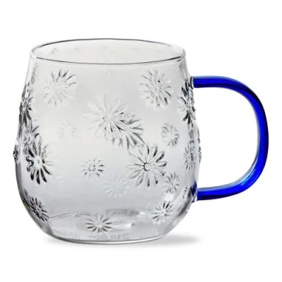 Tag Flower Glass Mug Blue Glass Everyday In Transparent