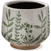 Tag Foliage Printed Glazed Terracotta Footed Planter Large In Multi